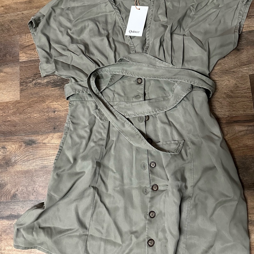 Olive Green Button-Down Dress